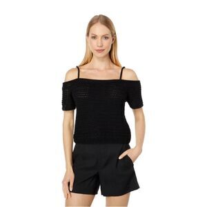 VINCE Open Shoulder Organic Cotton Crochet Tank New!